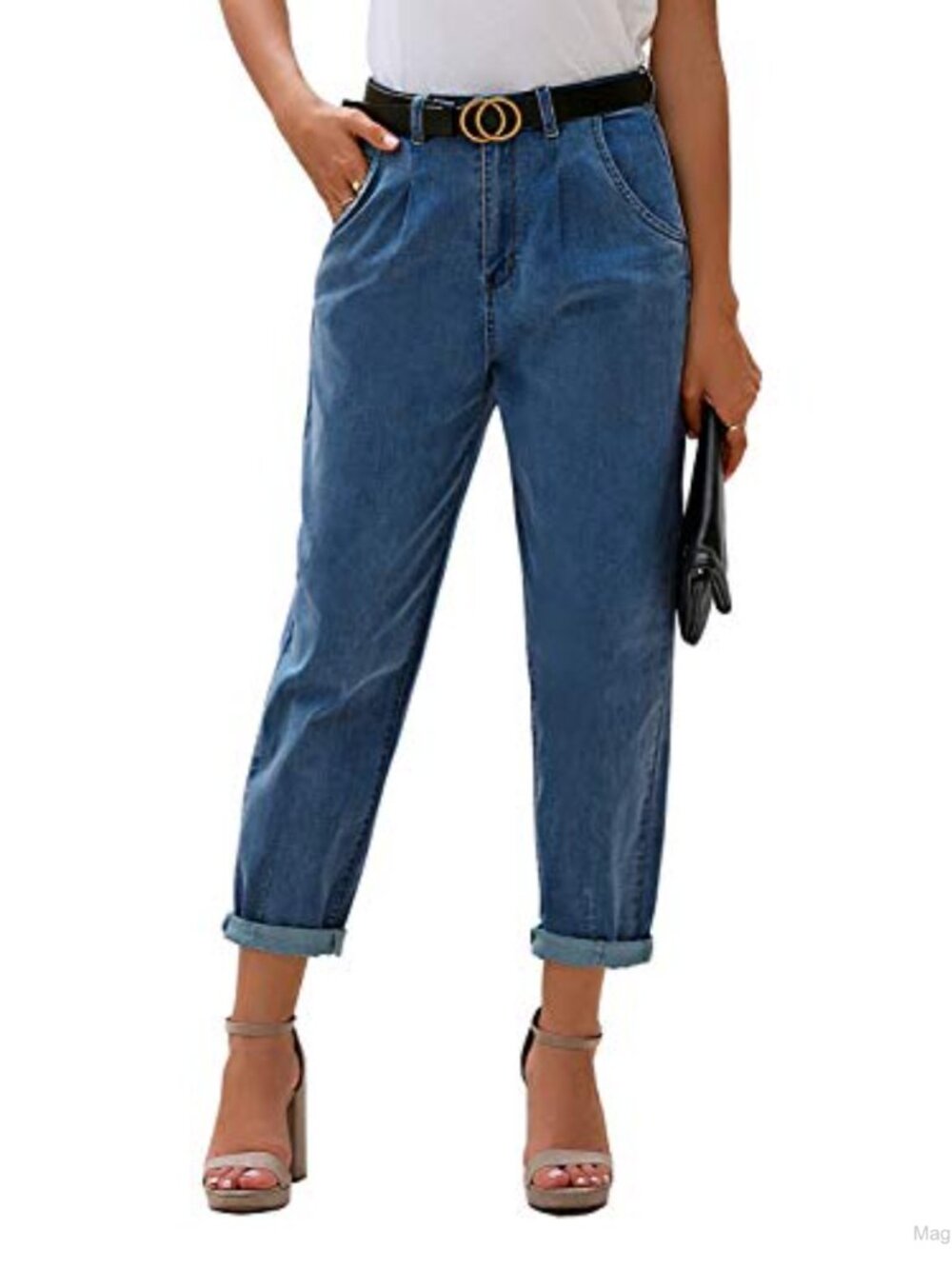 High Waisted Stretchy Boyfriend Jeans Loose Fit Women Denim Pants